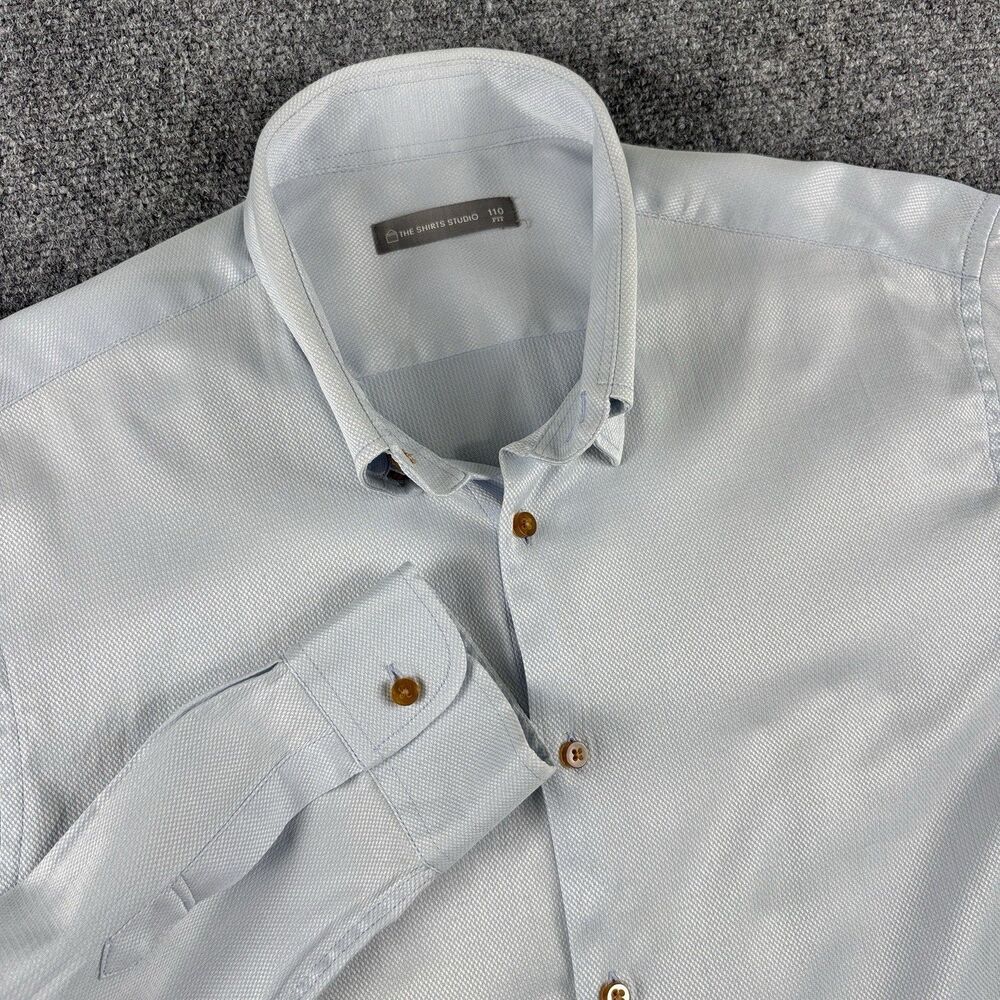 The Shirts Studio Mens 110 Shirt Blue Long Sleeve Button Down